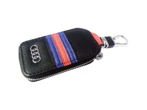 audi-zipper-jeans-key-cover-pouch-black-with-red-blue-strip-keychain-ring-84
